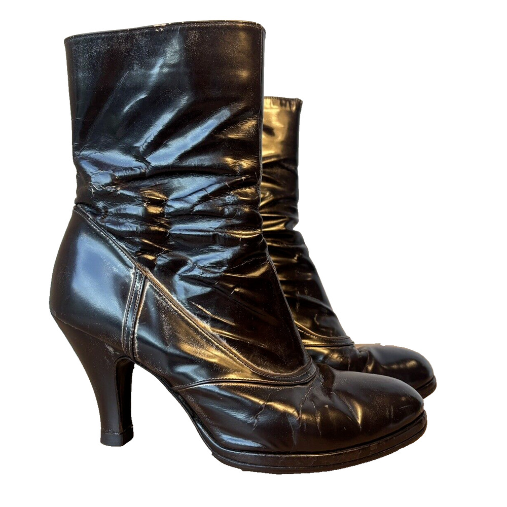 Dries Van Noten Brown Silver Trim Ankle Heeled Boots Distressed Italy 38 | 8 US